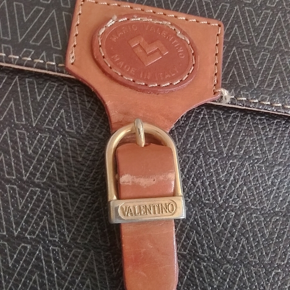 MARIO VALENTINO brown leather vintage 2 way 3way shoulder bag crossbody clutch - Picture 2 of 12